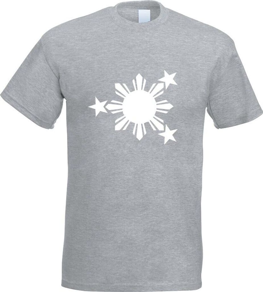 Kiwistar - T-Shirt - Graumeliert - Flagge der Philippinen Motiv Bedruckt Funshirt Design Print - mit Motiv Bedruckt - Funshirt Design - Sport - Fre...