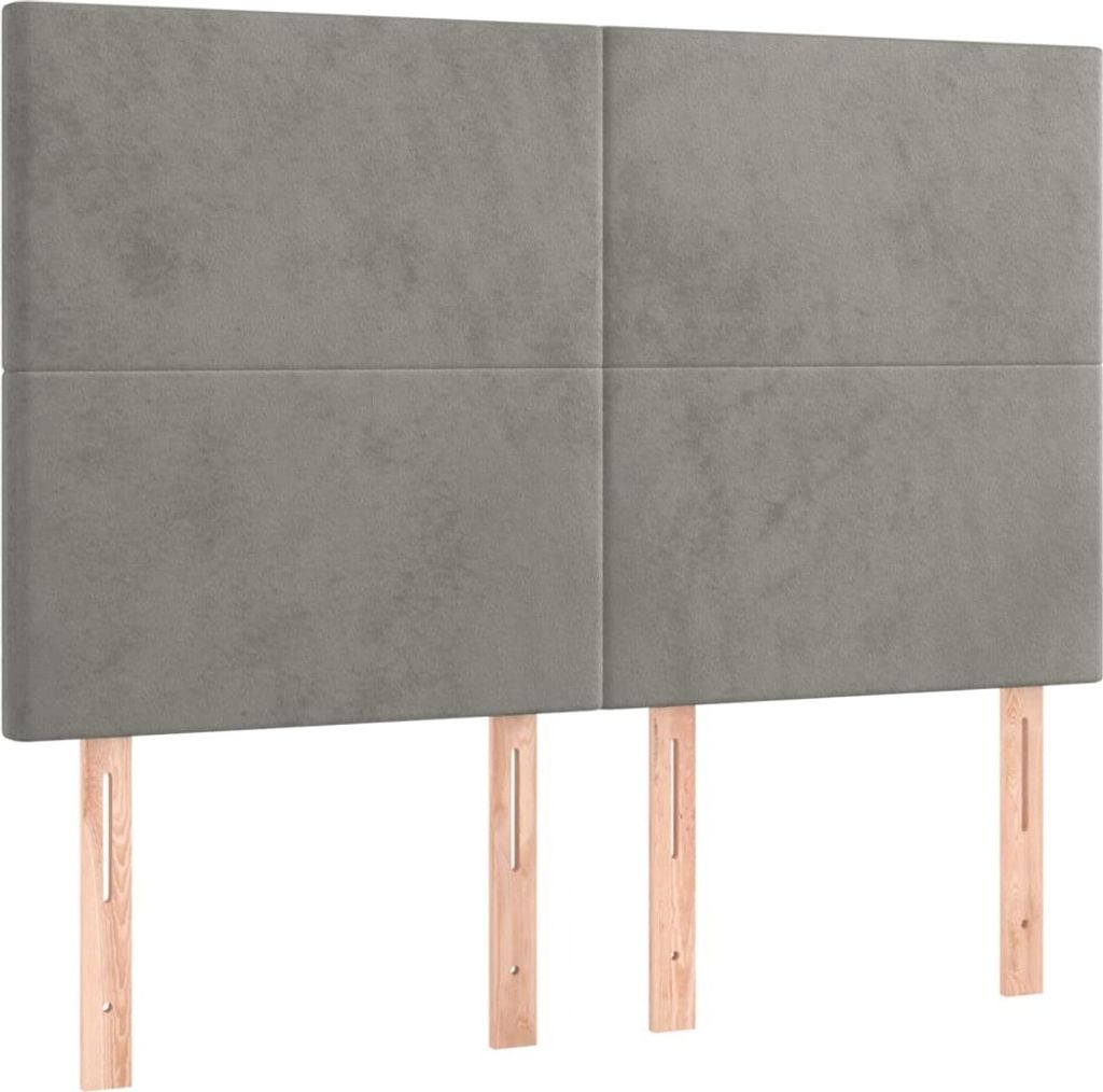Kopfteil Hellgrau 144x5x118/128 cm Samt