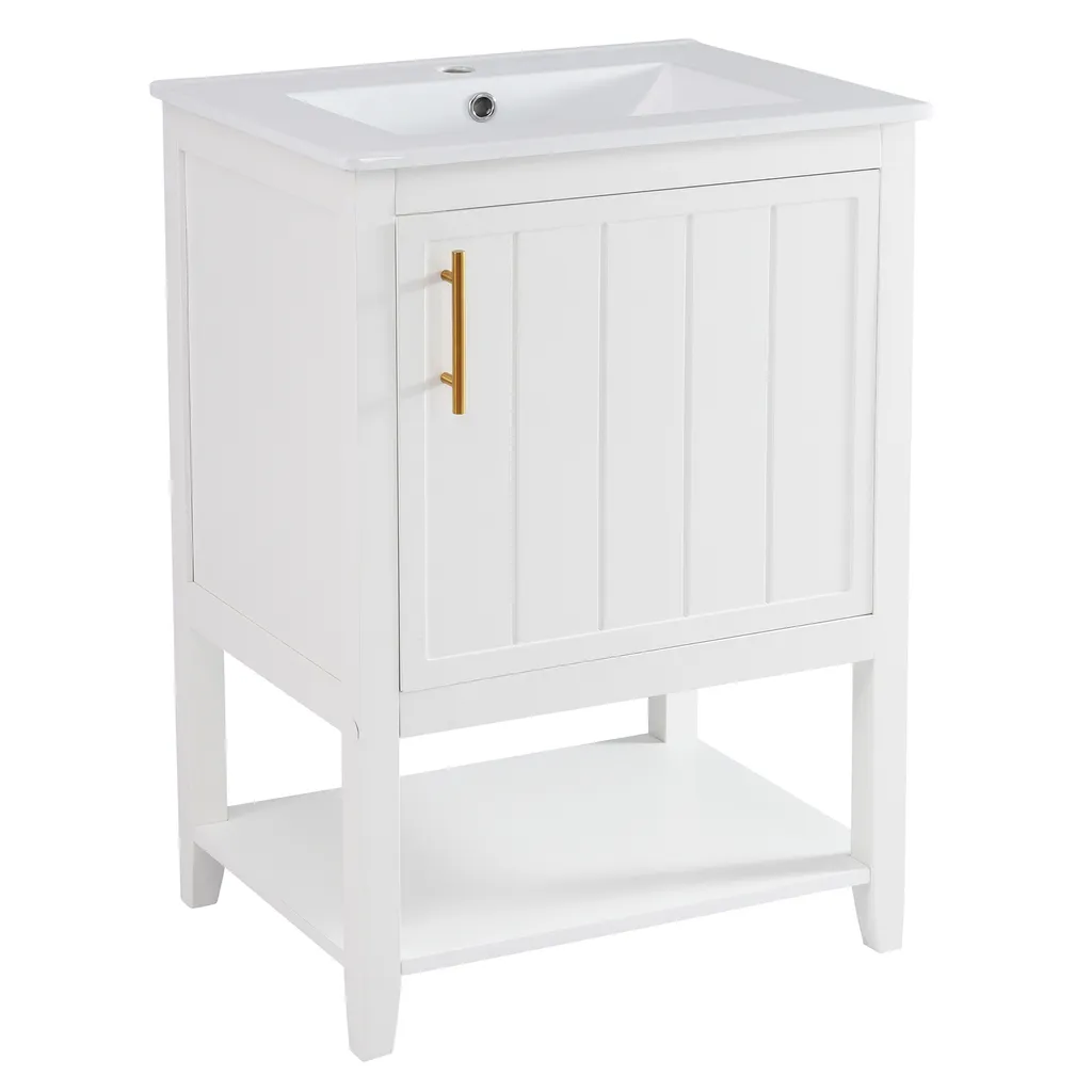 Meuble sous Vasque Compact Blanc : Solution Gain de Place Salle de Bain
