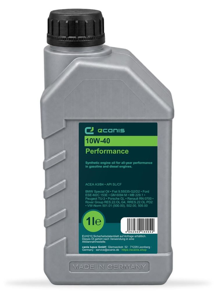 Motoröl 1 Liter 10W-40 A3/B4 SL/CF ECANIS Performance syn. Produktbild 