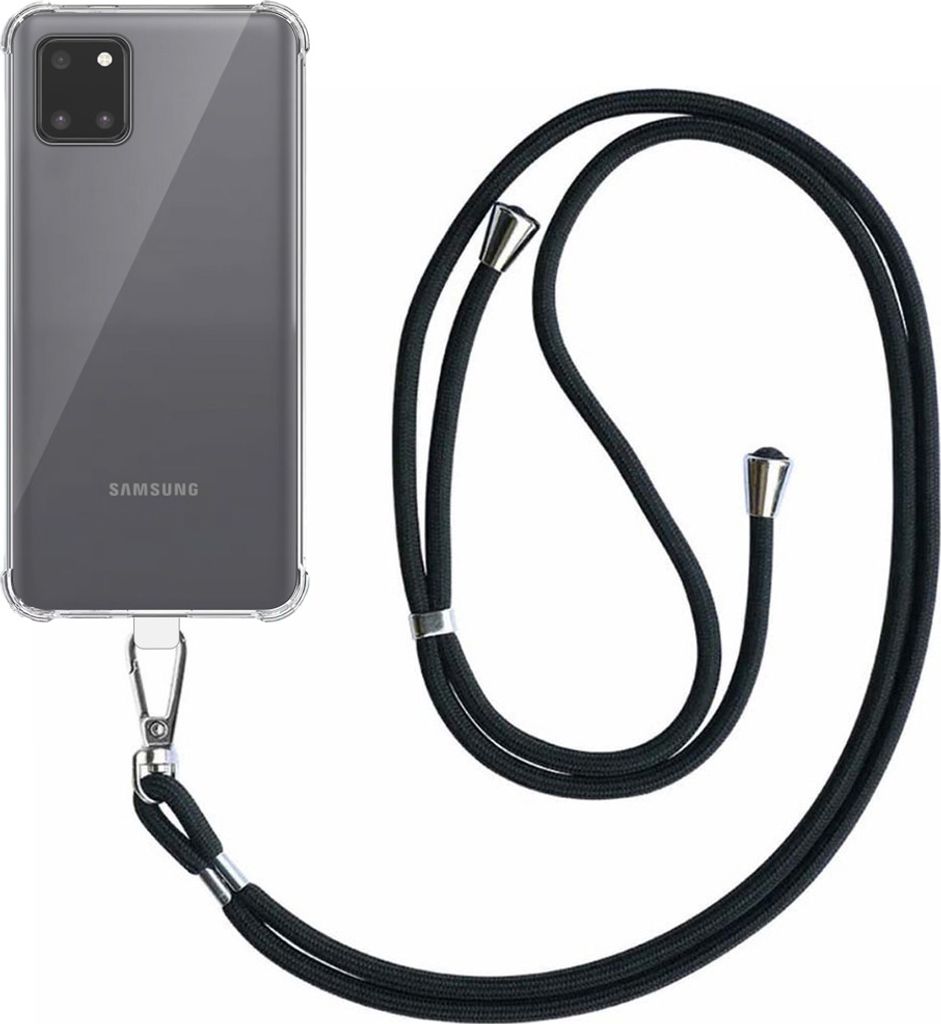 Smartphonica Handytasche geeignet für Samsung Galaxy Note 10 Lite Transparent stoßfest mit abnehmbarem Universal Telefonkabel - Backcover Case Si...