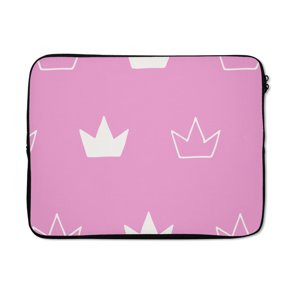MuchoWow Laptop Hülle 17 Zoll Laptoptasche Schnittmuster - Mädchen - Krone - Kinder - Zipper - Schutzabdeckung