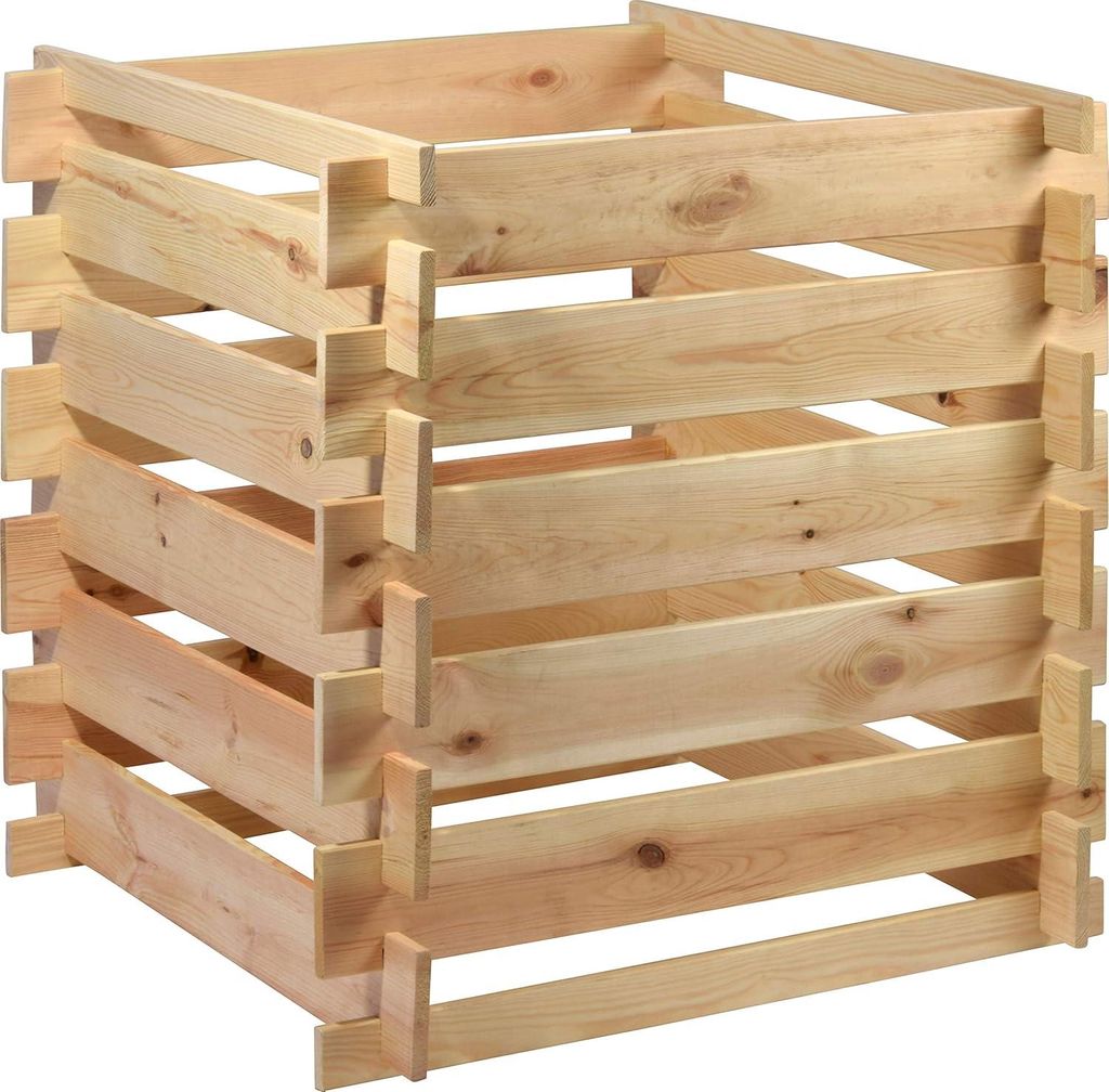 Green Label 58600FSCe Kompostbehälter Stecki - Quadratischer Kompostbehälter aus Massivholz - Gartenkompostbehälter 320 L Bausatz - 78 x 78 x 78...