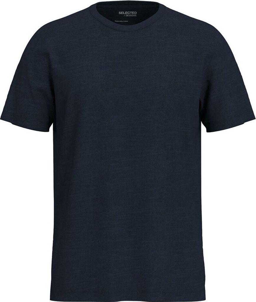 Selected Aspen Slub Kurzarm-t-shirt Blau S Mann Blau S