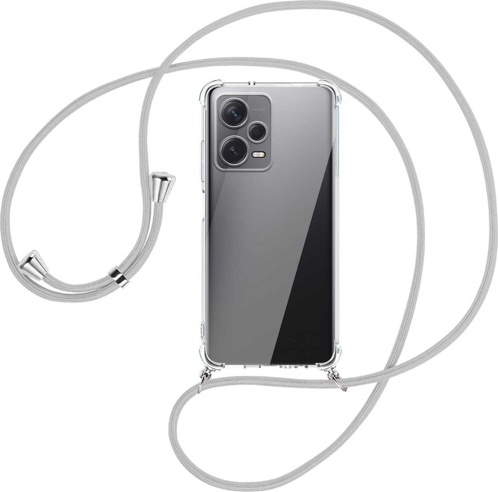 Handykette Backcover-Schutzhülle mit Band (Metall silberfarben) für Xiaomi Redmi Note 12 Pro Plus - silbergrau