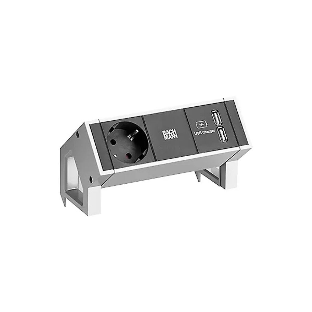 BACHMANN DESK2 1x Schutzkontakt 1xUSB Charger Inox