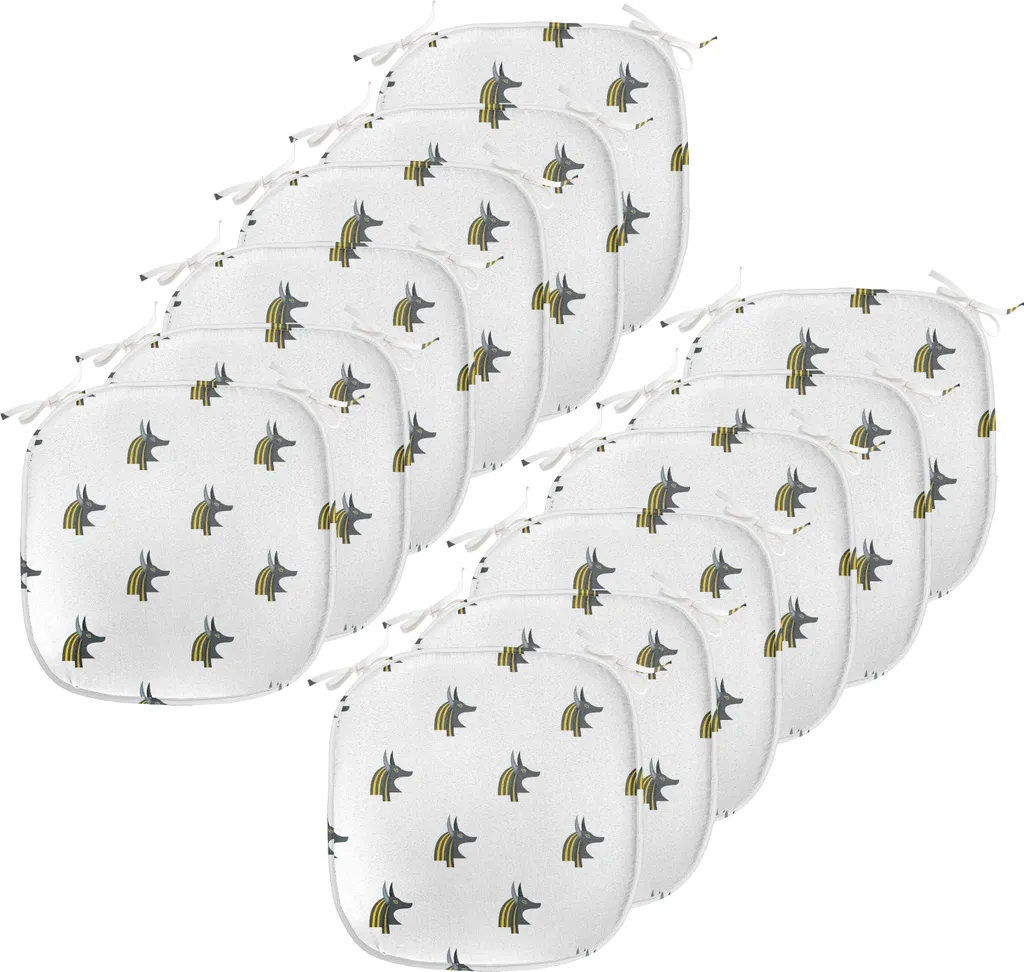 ABAKUHAUS imbottitura egiziana per sedie da sala da pranzo, Jackal Kopf Timeless Formular, cuscino decorativo impermeabile con cinturini per sedie da cucina, 40 cm x 40 cm - confezione da 12, giallo, nero e grigio