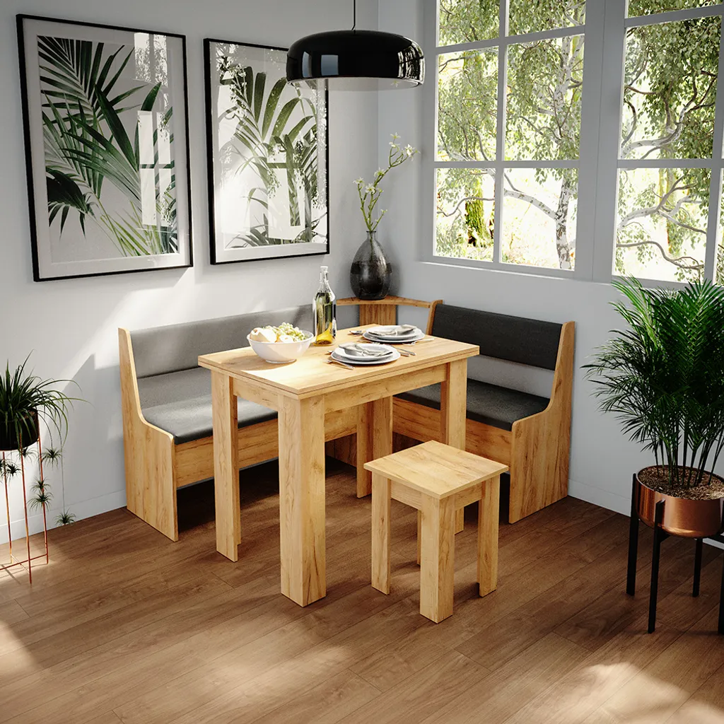 Vicco Tavolo da pranzo con sedia Roman, 60 x 90 cm, Quercia dorata
