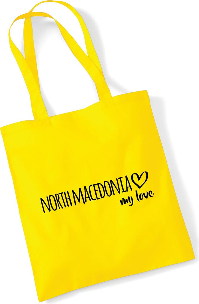 Huuraa Jutebeutel North Macedonia my love 10 Liter Yellow Baumwolle Tasche Geschenkidee