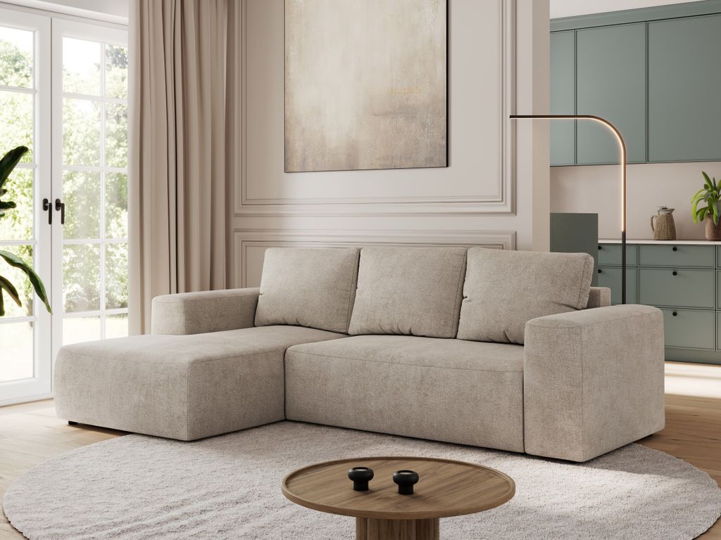 MKS MEBLE Sofa mit Schlaffunktion - Ecksofa mit Schlaffunktion und Bettkasten - Sofa 3 Sitzer - Schlafsofa - Couch - Schlafsofa mit Bettkasten - Tr...