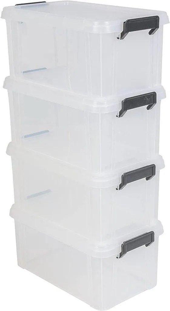 Rangement abri de jardin coffre à outils 38L empilable noir velcro