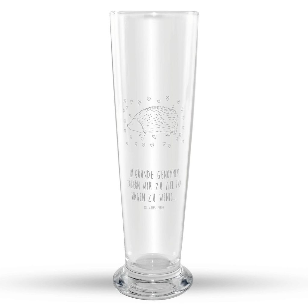 Mr. & Mrs. Panda Bierglas Igel Herzen - Transparent - Geschenk, Liebe, Leben, Weißbierglas, Lustige Sprüche, Vertrauen, Mr Mrs Weizenglas, Weizen...