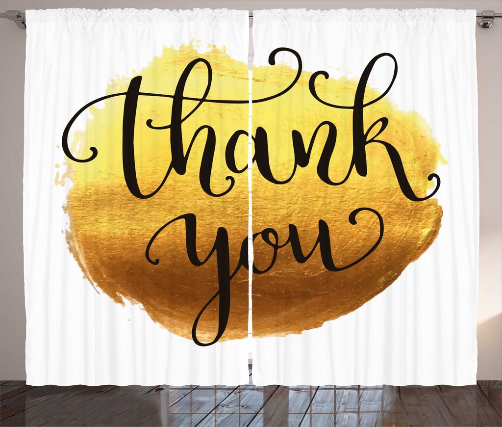 ABAKUHAUS Danke dir Rustikaler Gardine, Golden Yellow Round Farbe, Schlafzimmer Kräuselband Vorhang mit Schlaufen und Haken, 280 x 225 cm, Senf Ca...