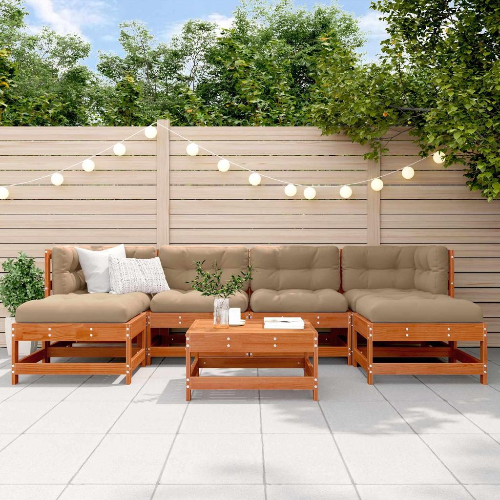 "Neues Produkt" Garten-Lounge-Set 7 pcs - CLORIS - Wachsbraun Massives Kiefernholz - Sitzgruppe V2466