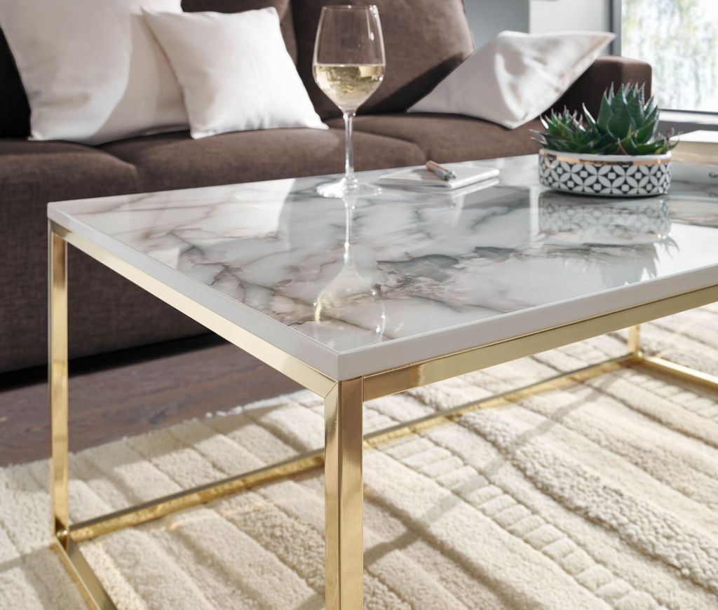 Couchtisch FineBuy Sofatisch Marmor Optik 100x60x40 cm Produktbild 5