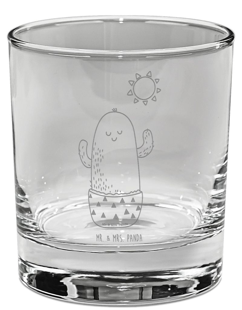 Mr. & Mrs. Panda Tumbler Kaktus Sonne - Transparent - Geschenk, Glas, Whiskyglas, Kakteen, glücklich, Sonnenschein, Whiskey, Rocks, Freundin, Gesc...