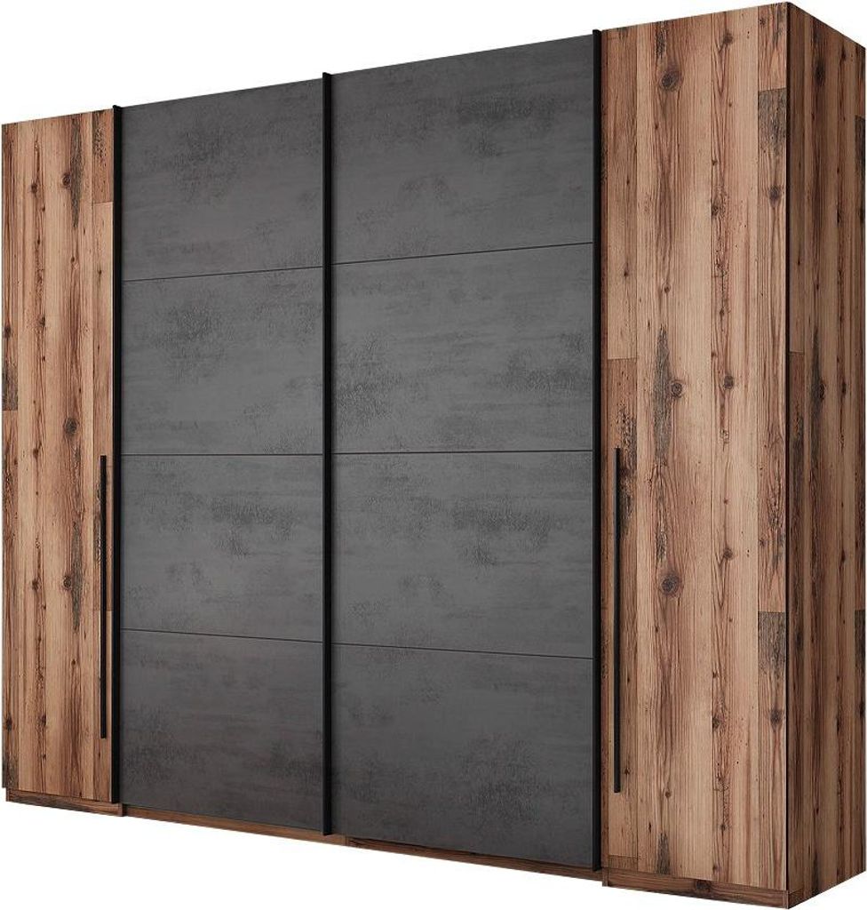 Kleiderschrank Schwebetüren Drehtürenschrank Alpine Lodge - grau 312 cm - SARNIA - Die Möbelfundgrube