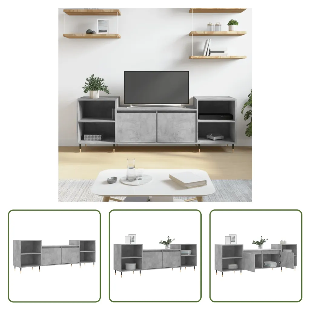 The Living Store Mobile TV grigio cemento 160x35x55 cm Materiale in legno