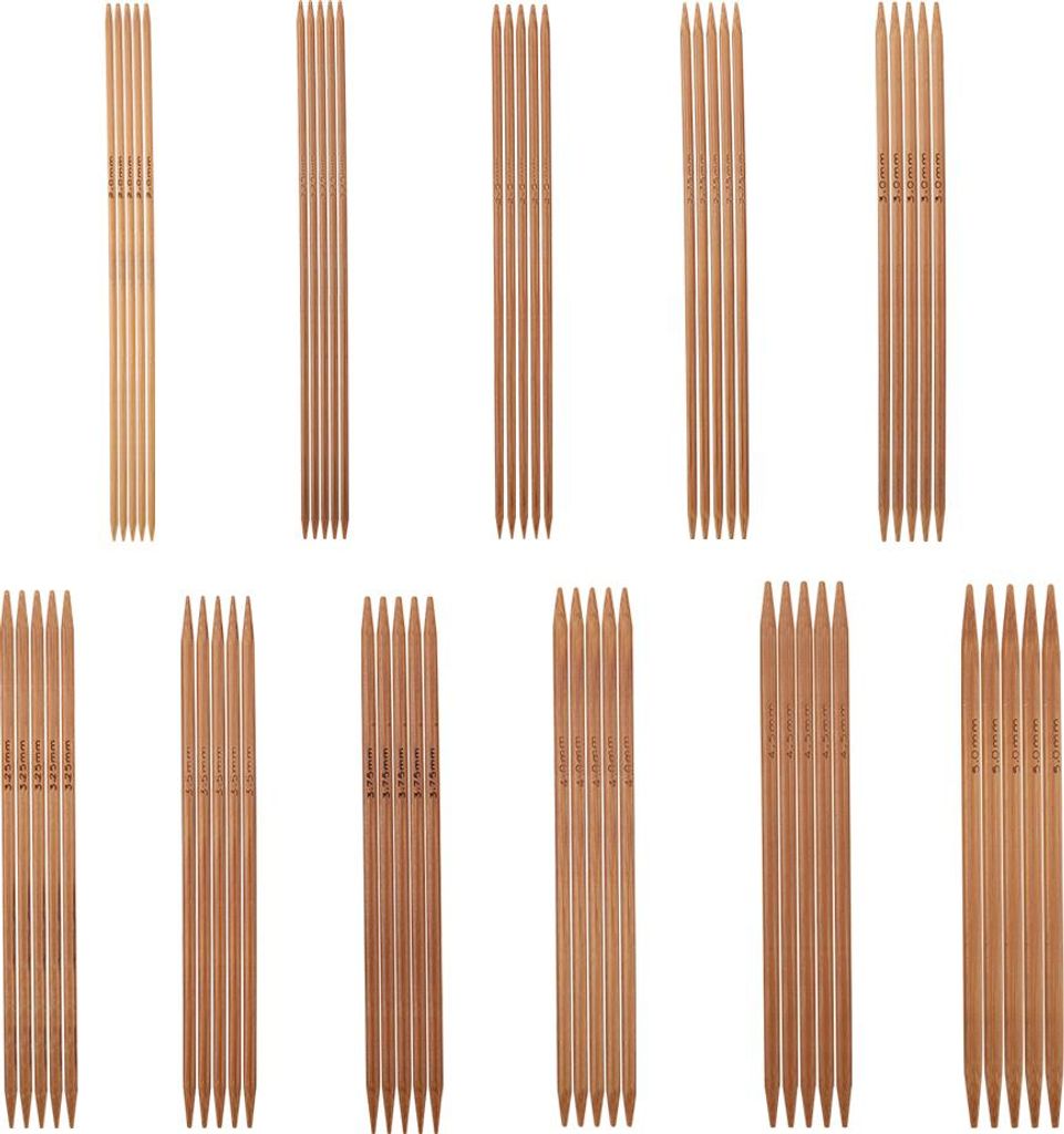 Bambus-Doppelspitznadeln, 11 Stck/Set, Stricknadeln,