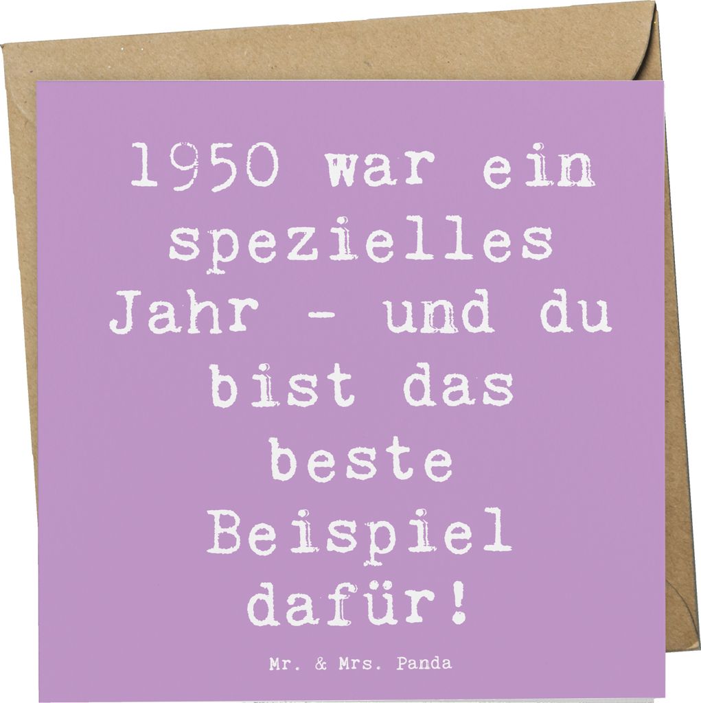 Mr. & Mrs. Panda Grußkarte Spruch 1950 Geburtstag - Lavendeltraum - Geschenk, Glückwunschkarte, faltkarte, doppelkarte, Alter, einzigartig, anlas...