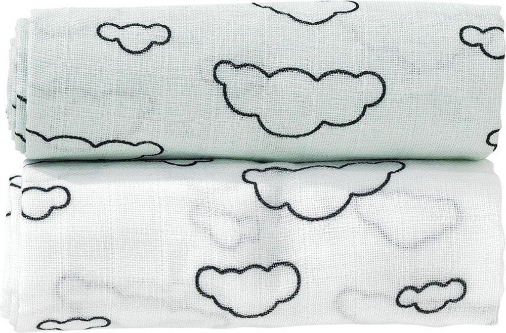 Trois Kilos Sept Bambus Mulltuch Clouds 115 cm x 115 cm - 2 Stück - Grün