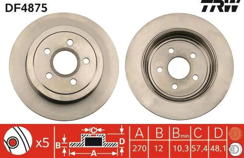 Disque de frein ventilé TRW haute qualité compatible avec PT Cruiser
