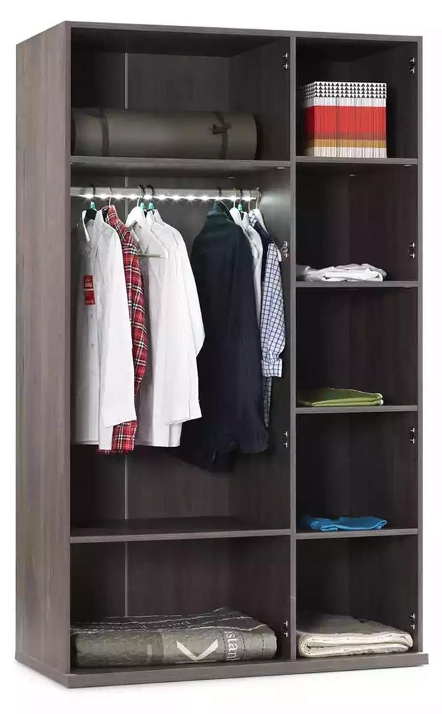 Holzschrank Luxus Kleiderschrank Schrank Möbel Holz Grau 3 türig Design