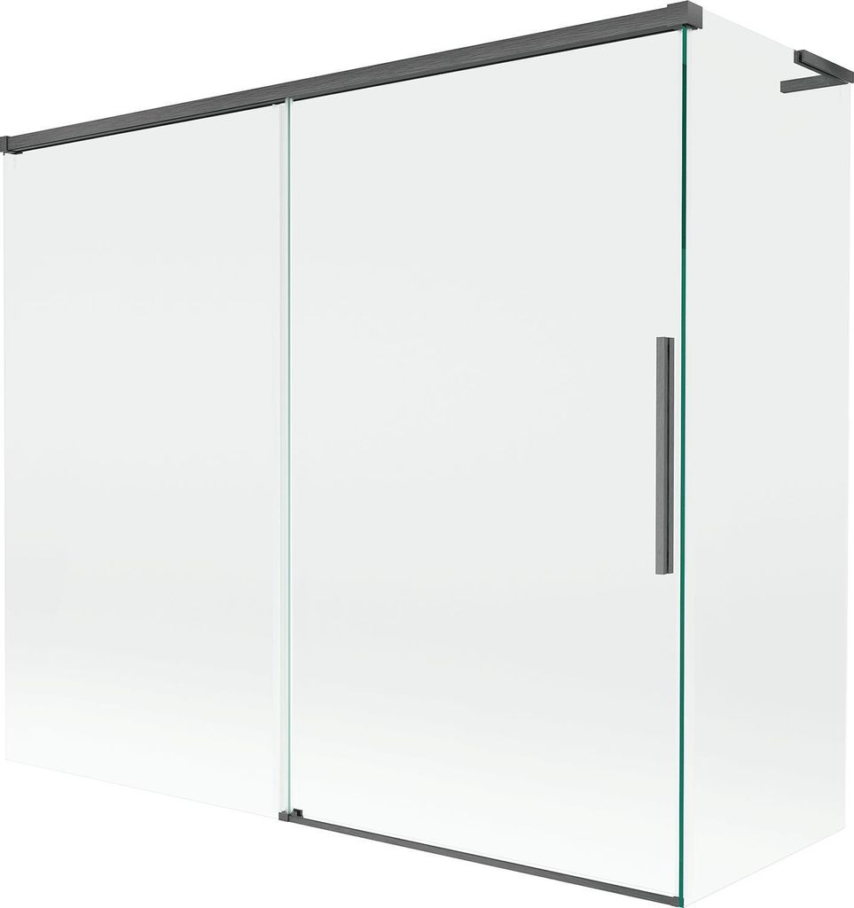 Mexen Rox L Duschwand, 2-flügelig verschiebbar 180 + 80 x 150 cm, transparent, gebürstet gun gray - 8C9L-180-080-66-00