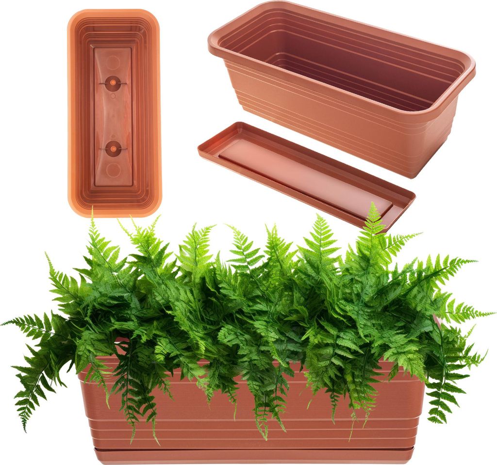 KADAX Balkon Blumentopf Box Blumentopf 40cm + Ziegelsockel