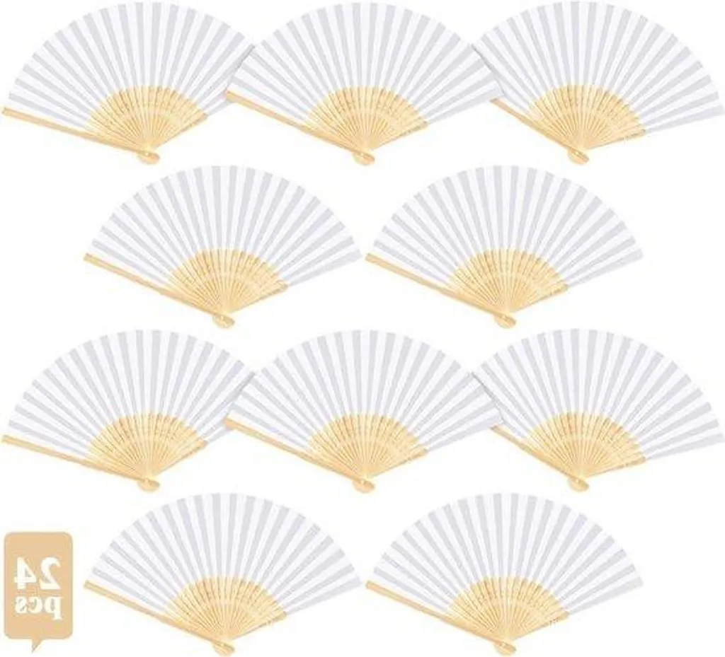 Éventails blancs en papier pour rafraîchir les invités de mariage - 24 pcs