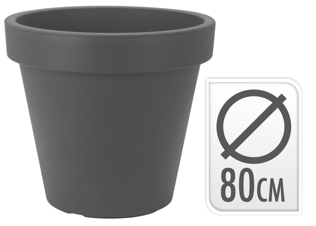 Kunststoff Blumentopf Anthrazit Ø80 cm - Höhe 76 cm Produktbild 