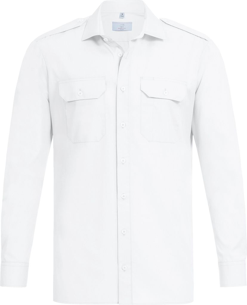Greiff SIMPLE Herren Pilothemd Langarm New-Kent Regular Fit Weiß 37/38