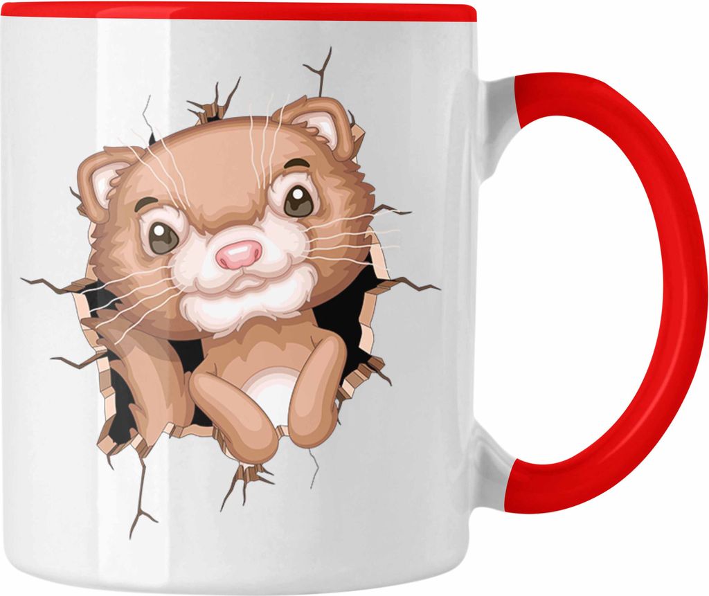 Trendation - Otter 3D Grafik Tasse Kaffee-Becher Lustige Geschenkdidee Otter-Liebhaber (Rot)