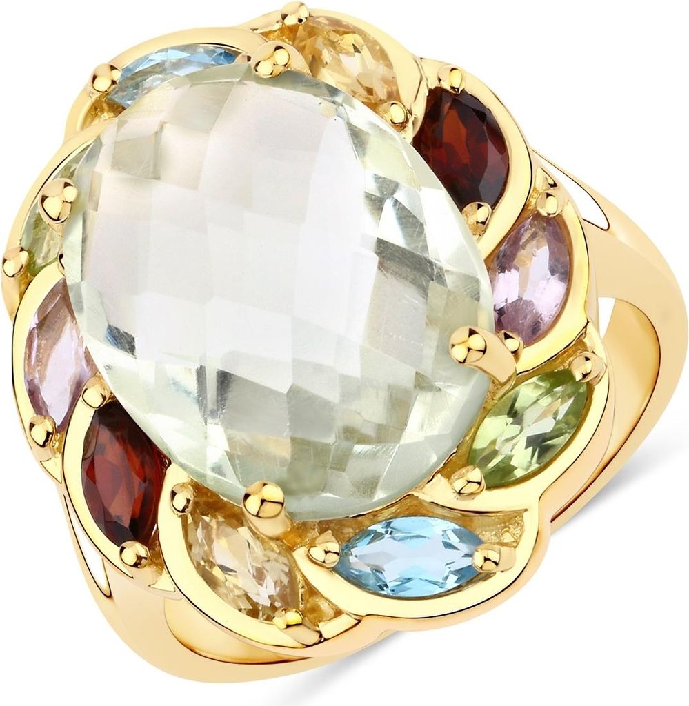 Ring Sterling Silber gelbvergoldet Edelsteine multicolor 56