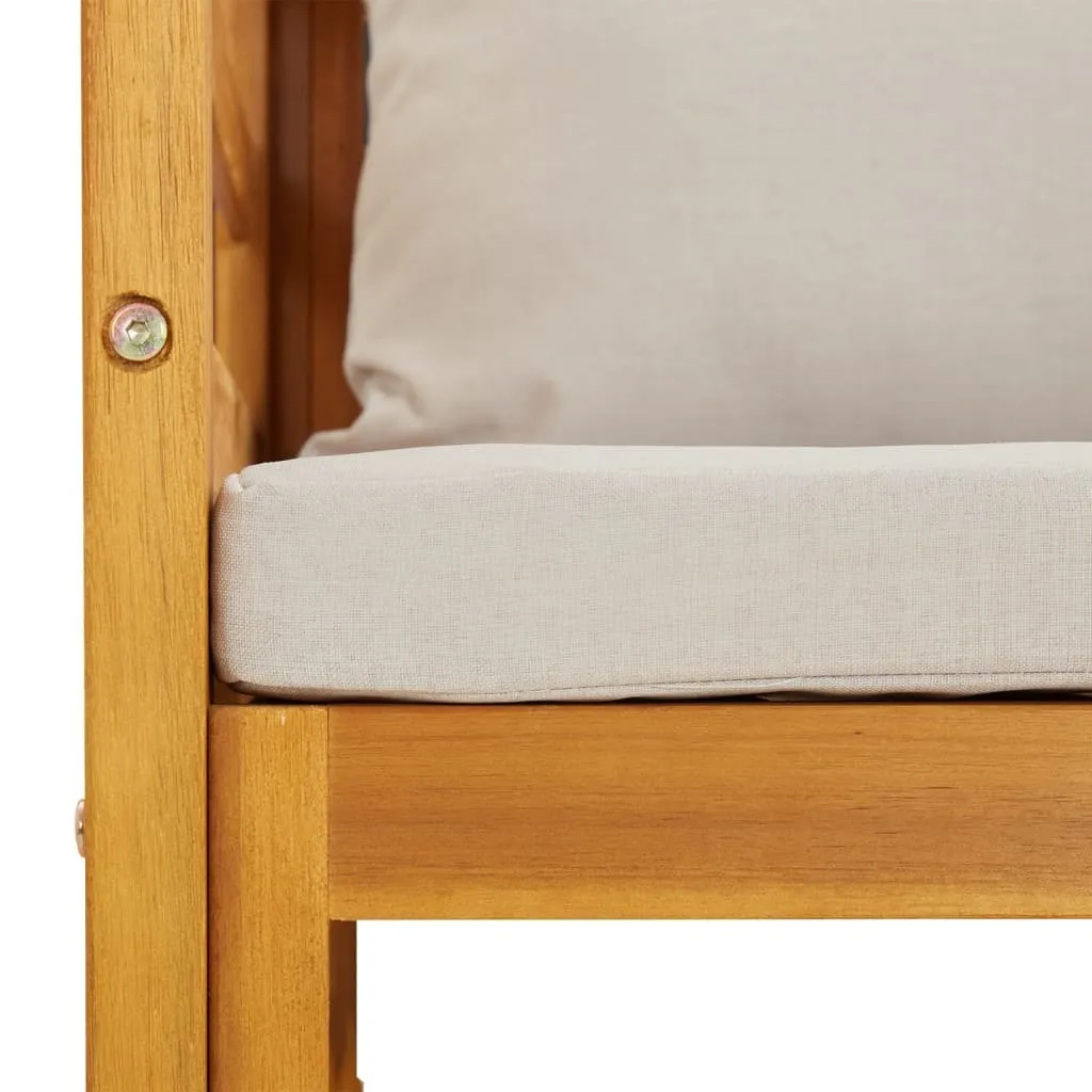 Fauteuil de jardin bois acacia durable avec coussins gris moelleux