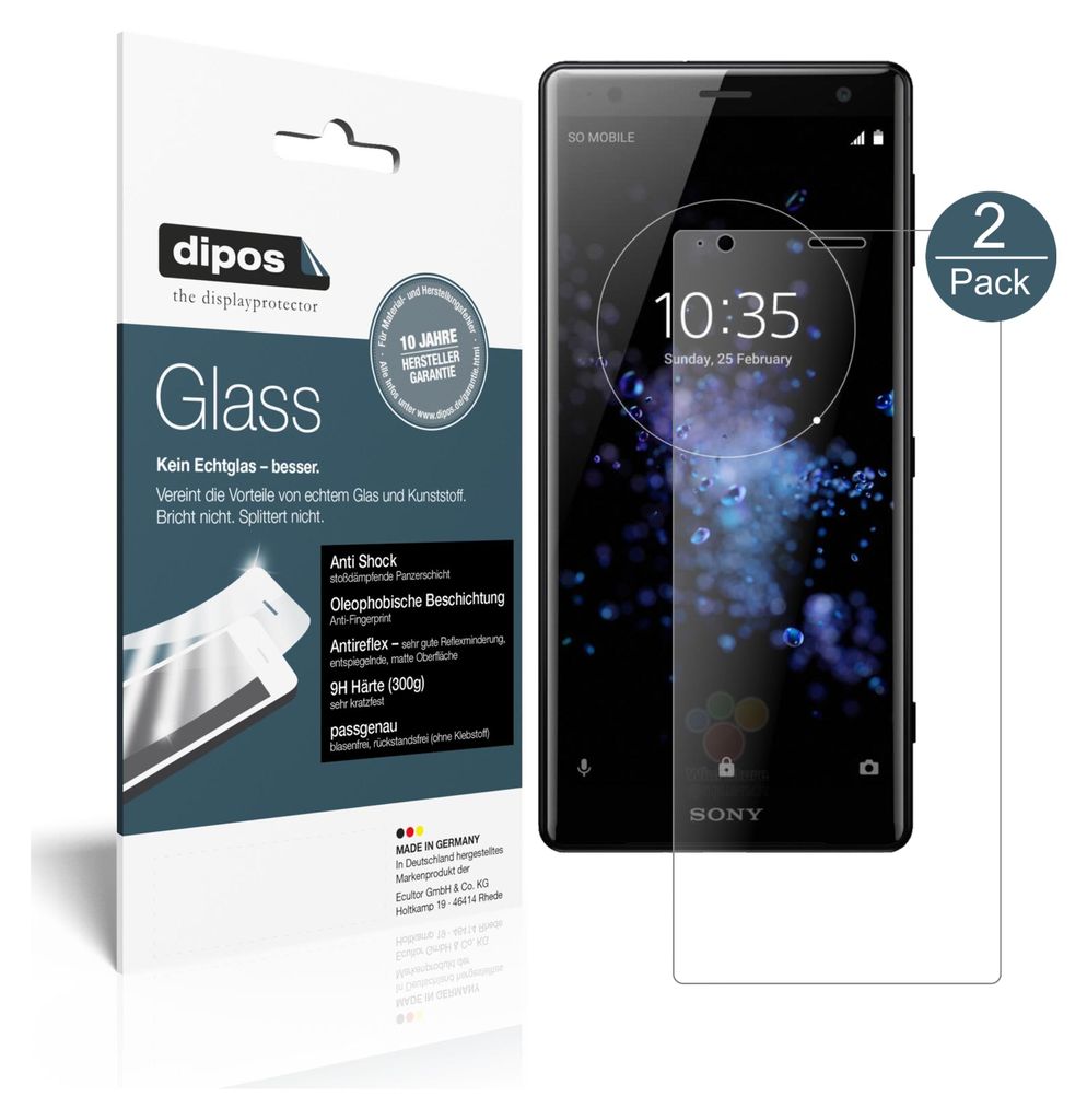 2x Schutzfolie für Sony Xperia XZ2 Compact matt - Anti-Shock 9H Folie Glass