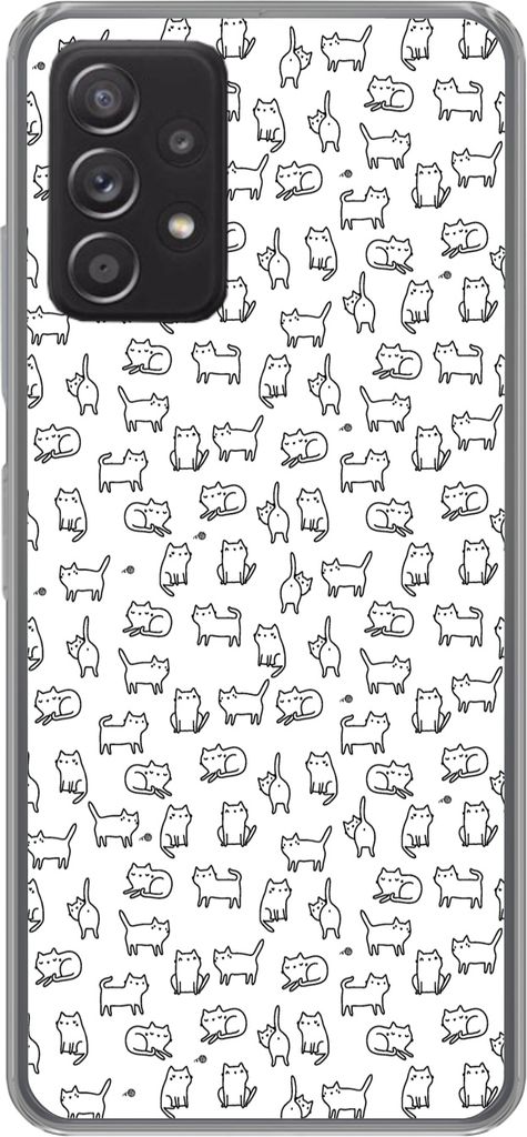 MuchoWow Handyhülle Schutzhülle Hülle für Telefoonhoesje Samsung Galaxy A33 5G Mädchen - Katze - Muster - Mädchen - Kinder - Kinder Silikon...