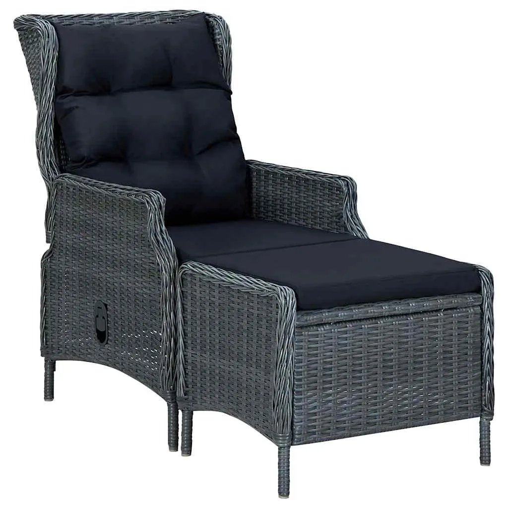 Détente jardin : Fauteuil réglable vidaXL gris foncé avec repose-pieds intégré