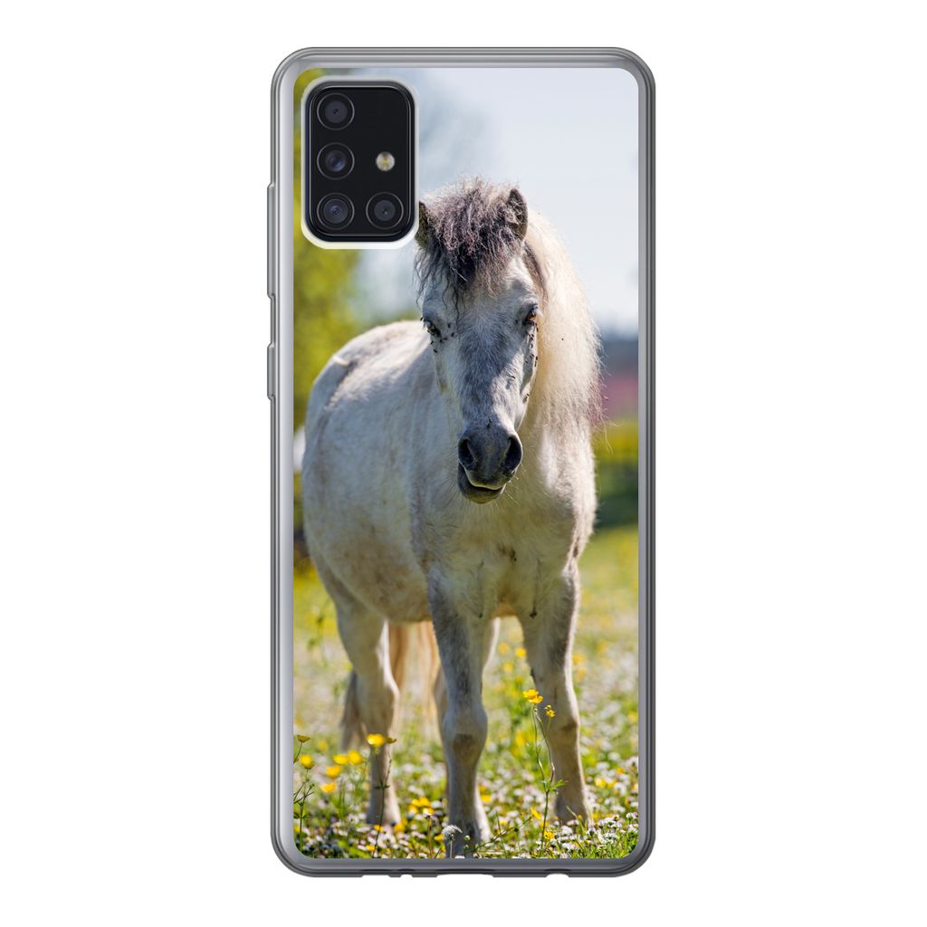 MuchoWow Handyhülle Schutzhülle Hülle für Samsung Galaxy A52 5G Pferd - Blumen - Licht Silikon Softcase Handy Hülle - Umschlag