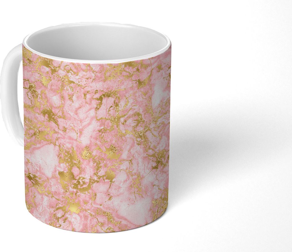 MuchoWow Tasse Kaffeetasse Kaffeebecher 350 ml Gold - Marmor - Design Teetasse - Fototasse - Becher - Keramikbecher - Teebecher - Kaffeetasse - B...