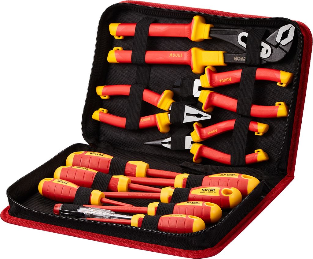 VEVOR isolierter Schraubenziehersatz 12-tlg. Profi elektrischer Schraubendrehersatz, isolierter Elektriker-Werkzeugsatz, mit magnetischen Kreuzschl...