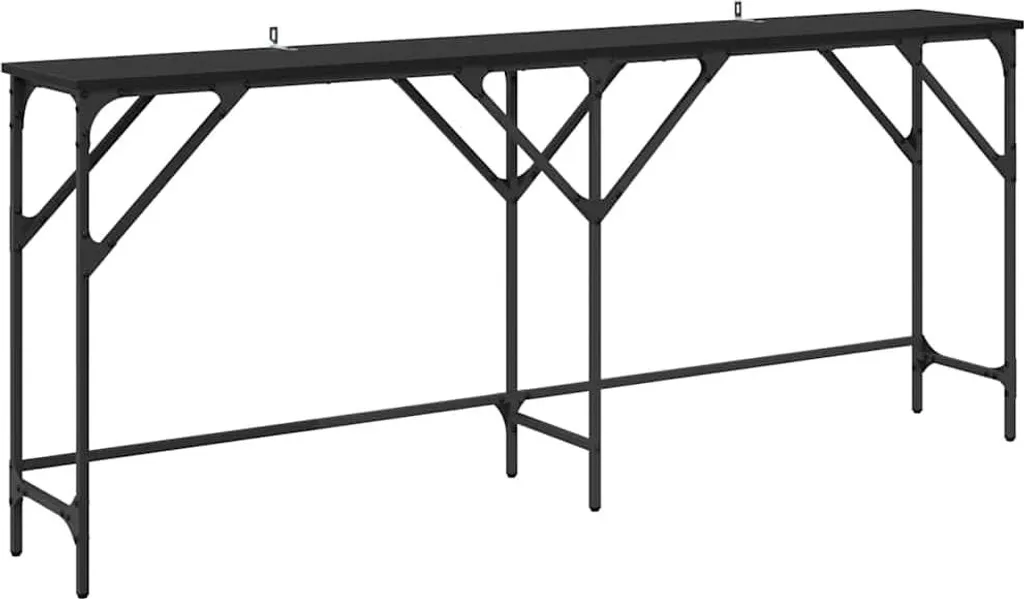 Consolle Ingresso Lunga 180 cm - Stile Industrial Nero e Rovere - 1