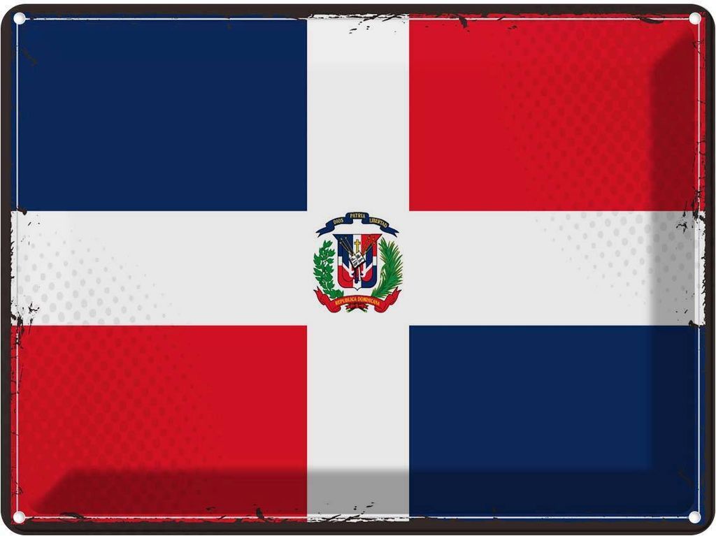 vianmo Blechschild 30x40 cm Dominikanische Republik Retro Flagge Fahne Wappen