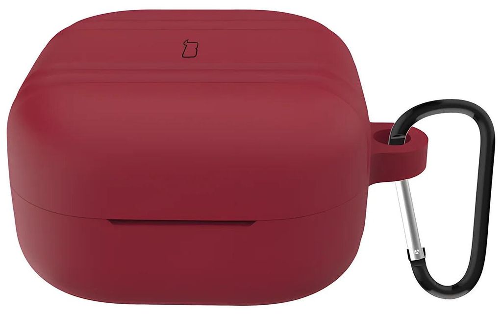 Silikonhülle mit Karabiner für Galaxy Buds 4 / 4 Pro, Bizon Case Headphone Silicone, Burgunderrot