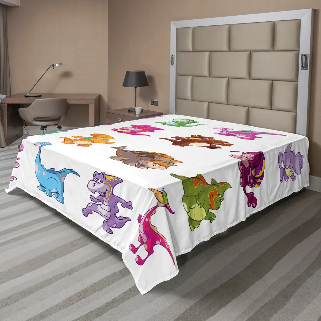Drap enfant dinosaure doux 266x260 cm facile d'entretien et résistant