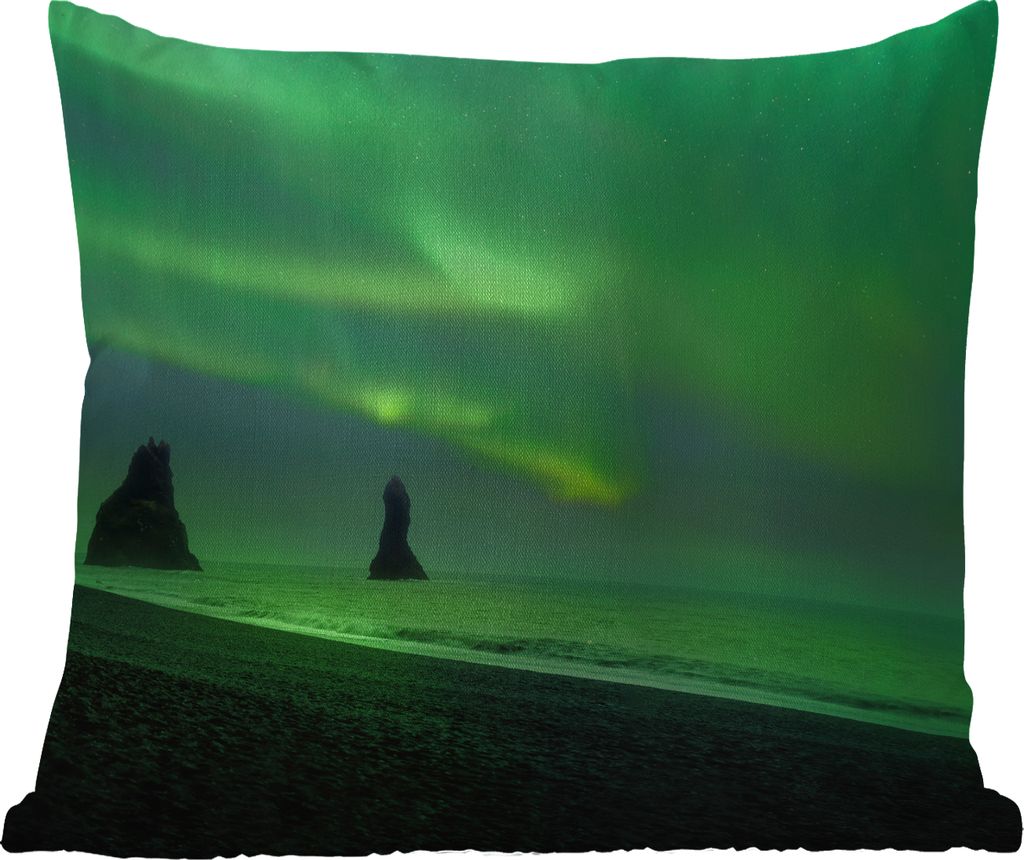 MuchoWow Outdoor Kissen - Nordlichter - Meer - Island - 45x45 cm - Wetterfest - Lounge Kissen - Fotokissen - Dekoratives Kissen