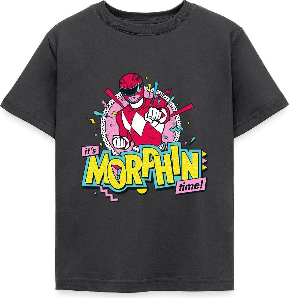 Spreadshirt Power Rangers It's Morphin Time Kinder T-Shirt, 110/116 (5-6 Jahre), Dunkelgrau