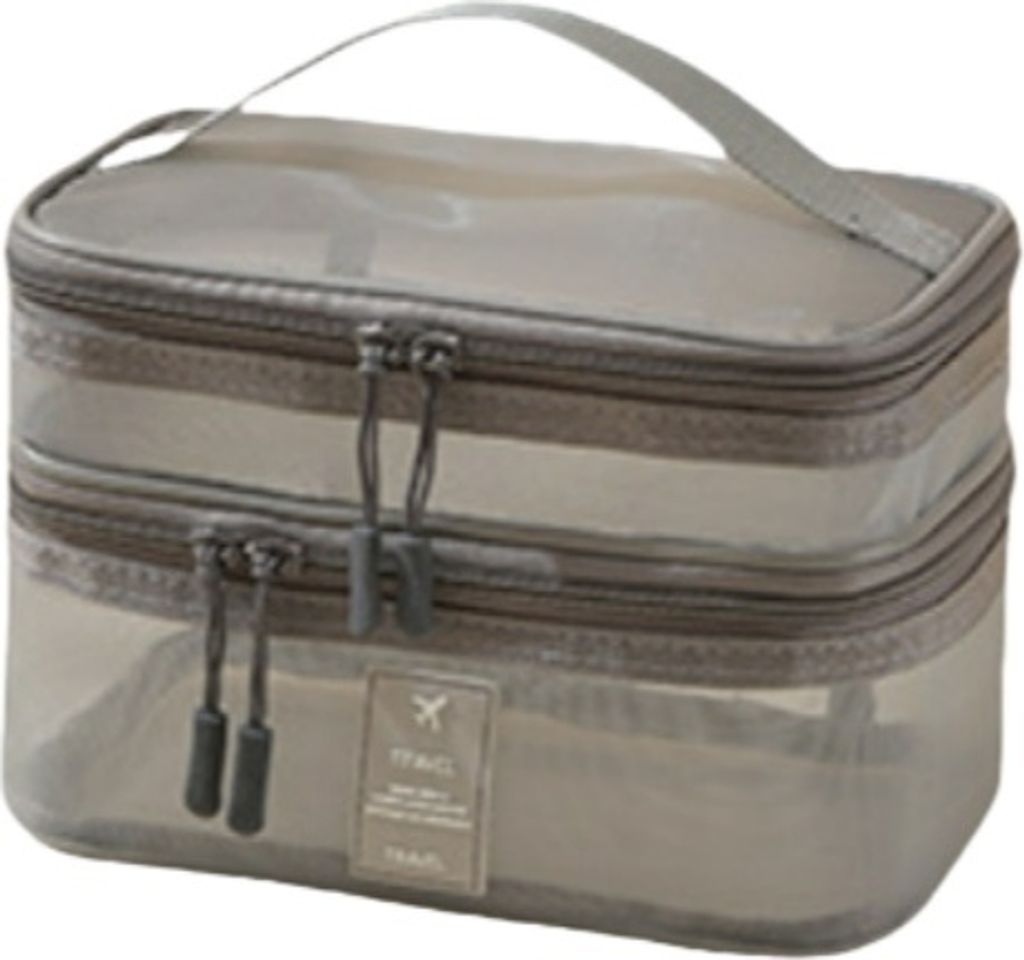 INF Tragbare zweilagige Kosmetiktasche – unverzichtbar für die Reise Grau