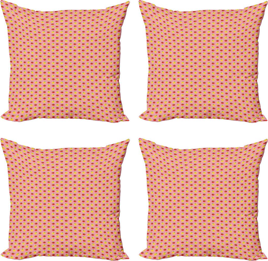 ABAKUHAUS Pfeffer Kissenbezug Set (4 Stück), Tomaten mit Paprika, Moderner Doppelseitiger Digitaldruck, 45 cm x 45 cm, Mehrfarbig