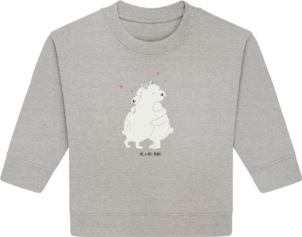 Mr. & Mrs. Panda Organic Baby Pullover Eisbär Umarmen 24. - 36. Monat - Heather Grey - Geschenk, Bullover, Lustige Sprüche